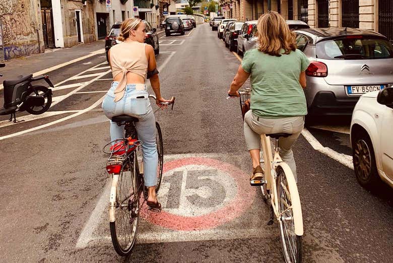 Enjoying the bike tour